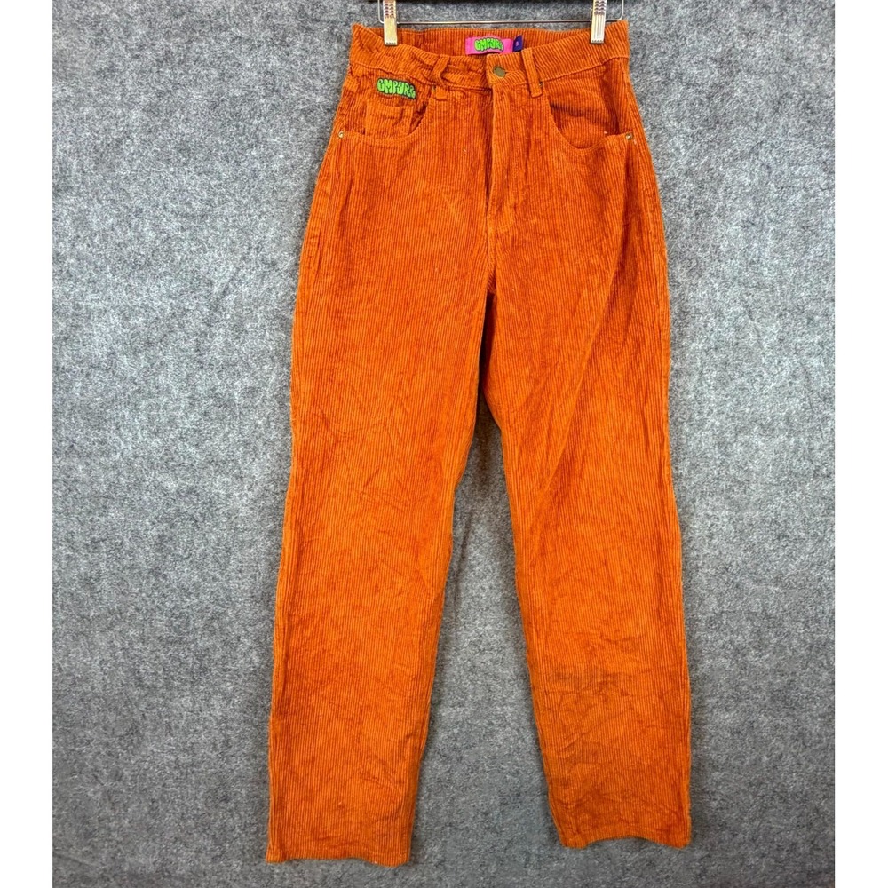 Empyre Tori Skate Pants Women 3 Orange Corduroy‎ High Rise Skateboarding Retro